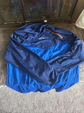 Hotsuit Men's Two-Tone Blue Windbreaker with Orange Zip